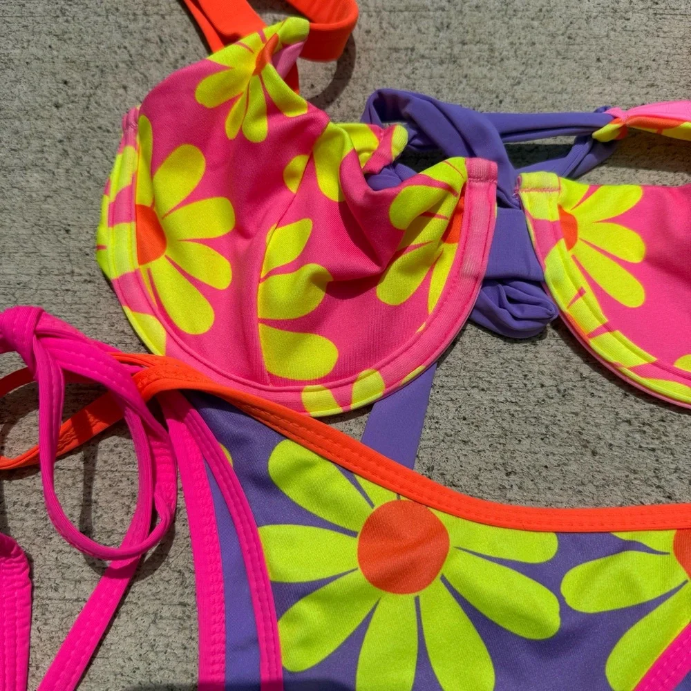 One one floral bright summer bikini set